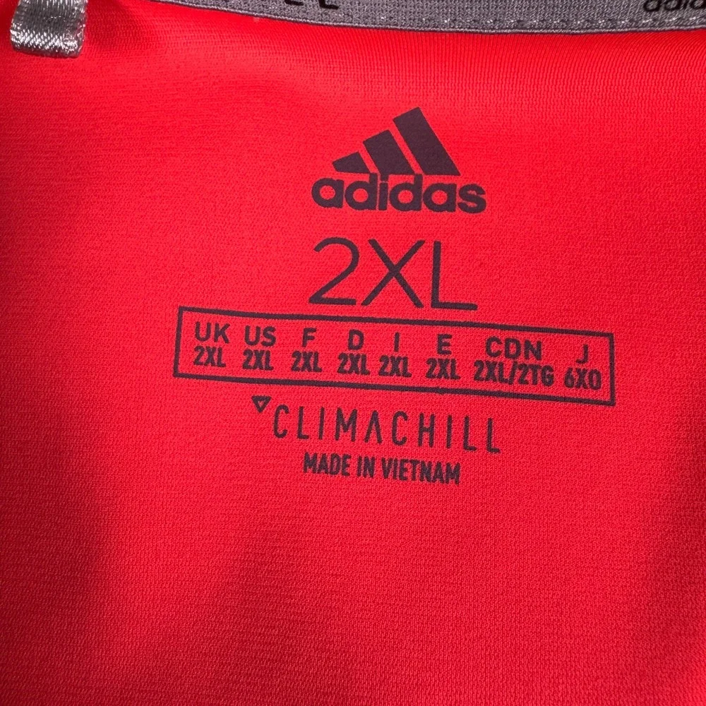 Adidas‎ Golf Polo Shirt 2XL Spencer T. Olin Course ClimaChill Blue Red